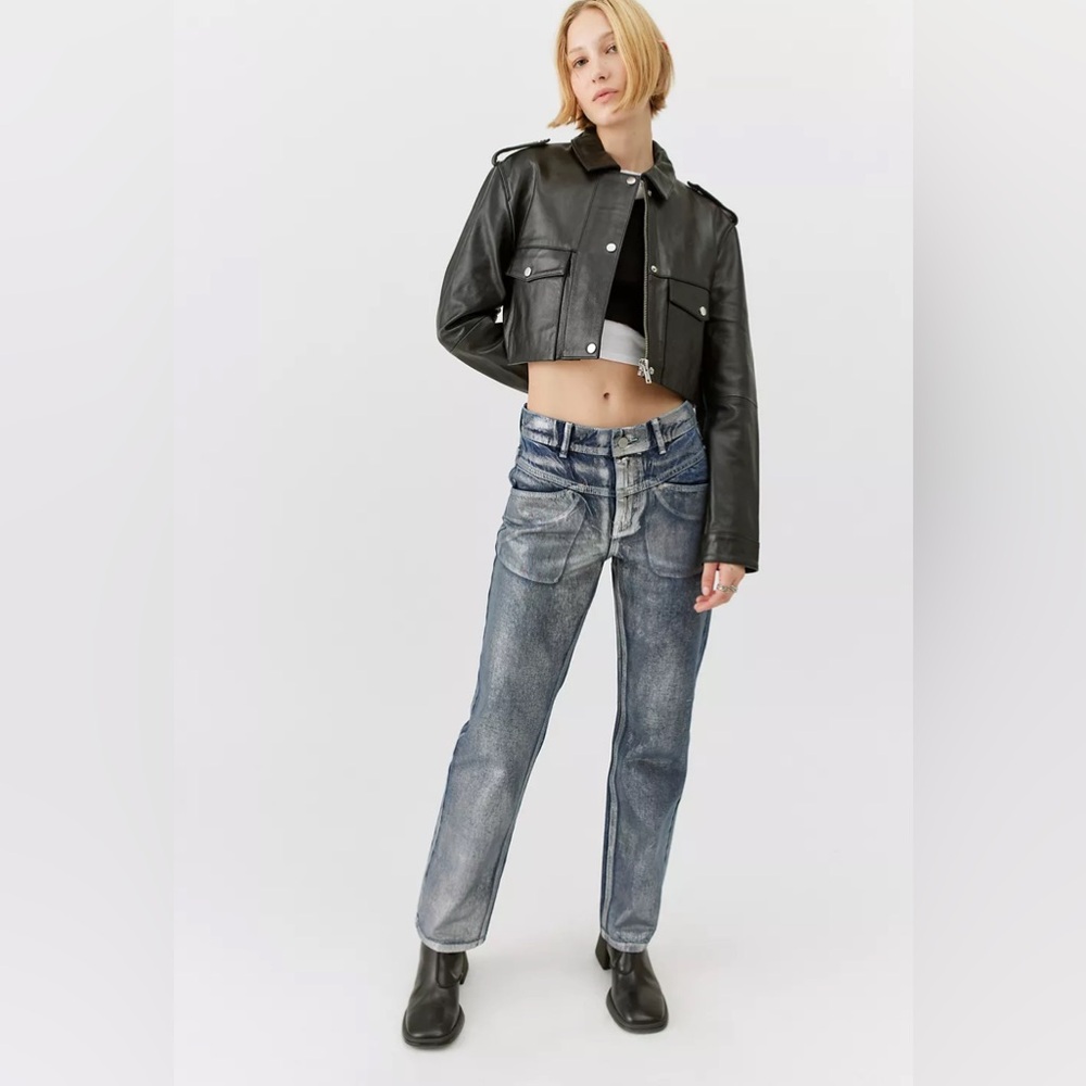 NEW Urban Outfitters BDG Cowboy Jeans Size 27 Silver Coated Jeans